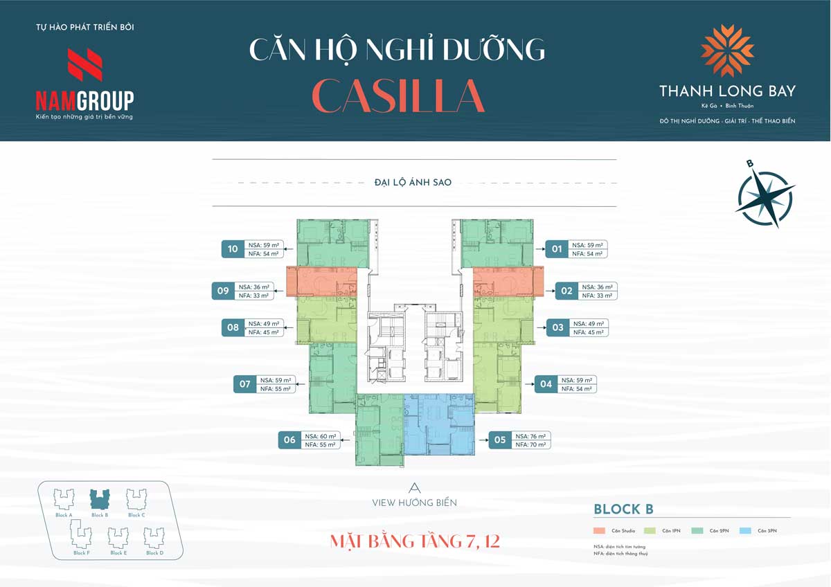 Mặt bằng Tầng 7-12 Block B Căn hộ Casilla Mặt bằng Tầng 7-12 Block B Căn hộ Casilla