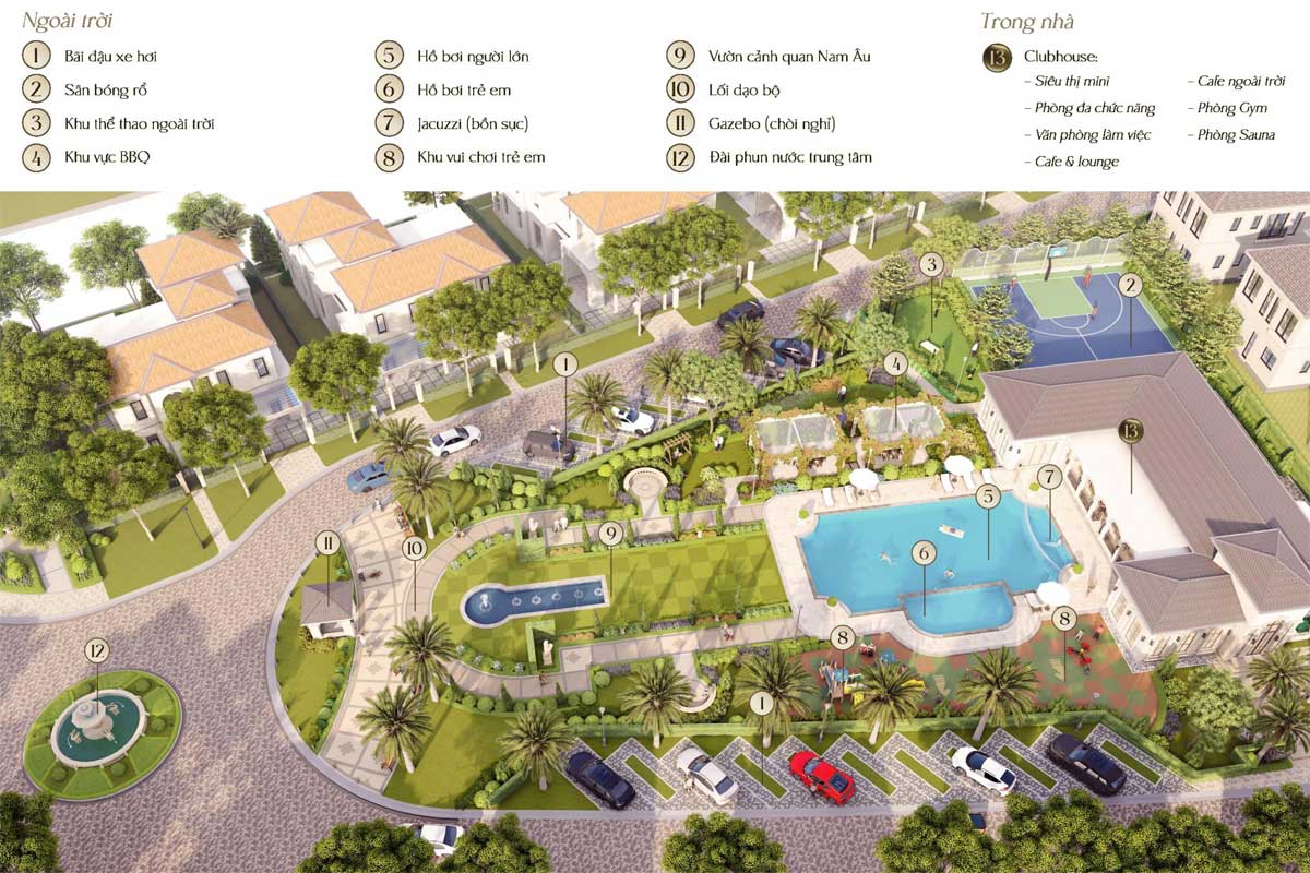 Tiện ích Phân khu Central Park Villa Tiện ích Phân khu Central Park Villa