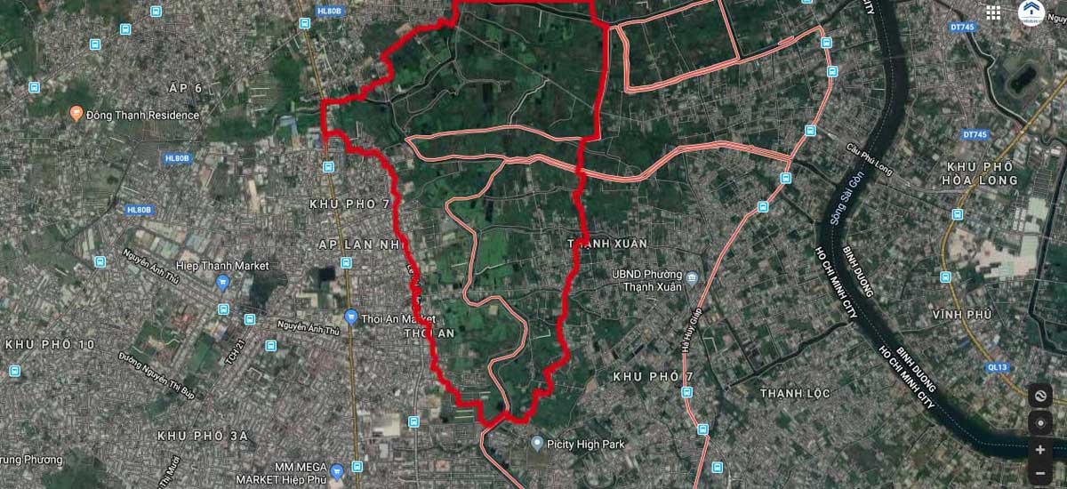 Vị trí Dự án Công Viên 150 Ha Quận 12