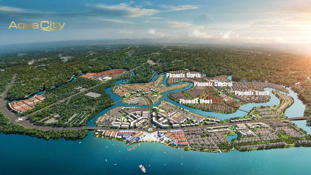 4 phân khu Phoenix South, Phoenix North, Phoenix West, Phoenix Central thuộc Dự án Aqua City